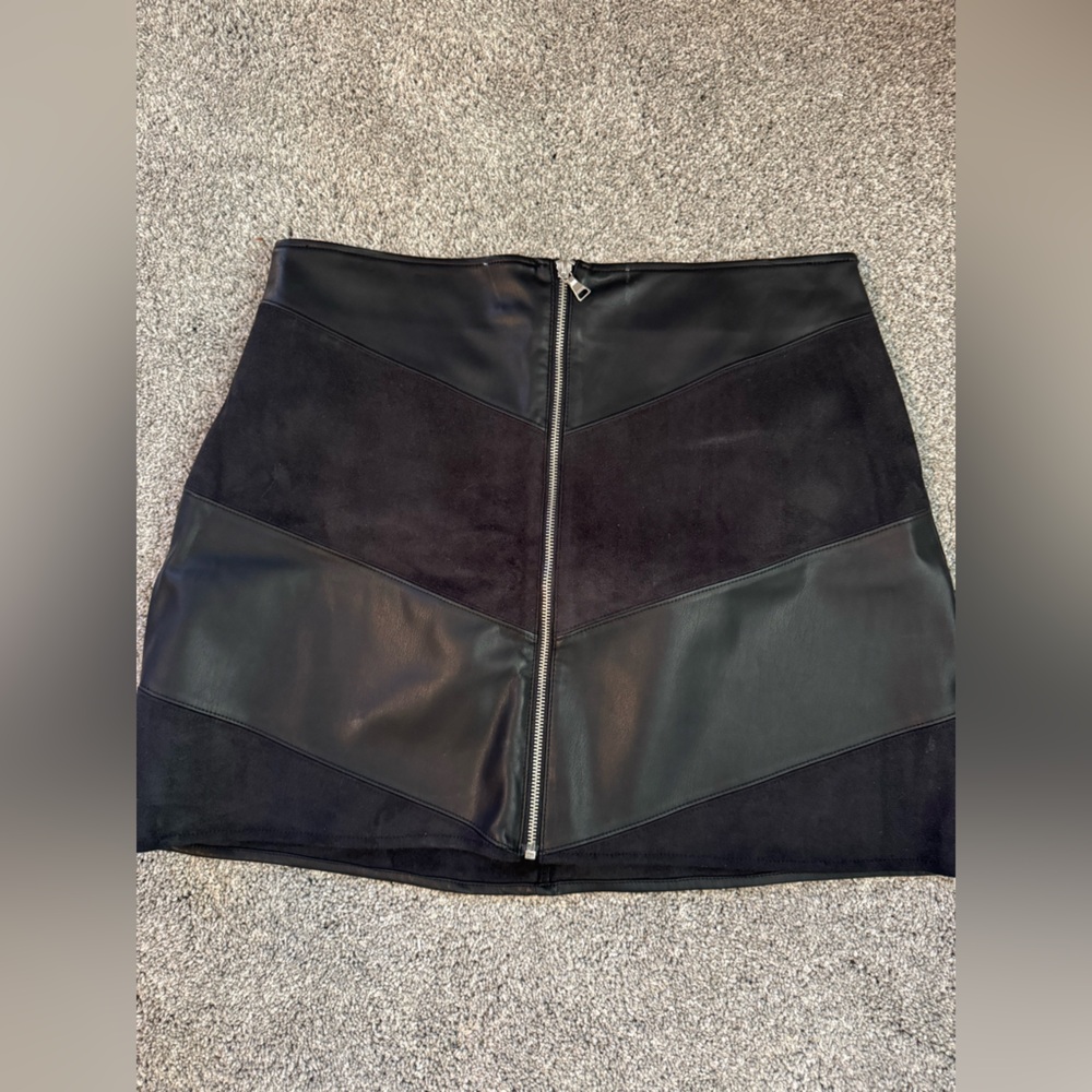 Express Black Paneled Faux Leather & Suede Mini Skirt